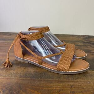 Crown Vintage Preslen Gladiator Sandals Woven Boho Lace Up Tasseled Women's 10